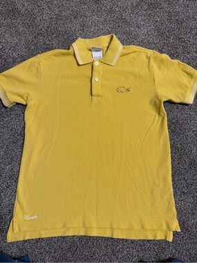 Lacoste BIG CROC Polo Shirt Yellow Size 12 RARE 🐊